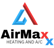 AirMax Heating and A/C logo: Blue and red stylized 