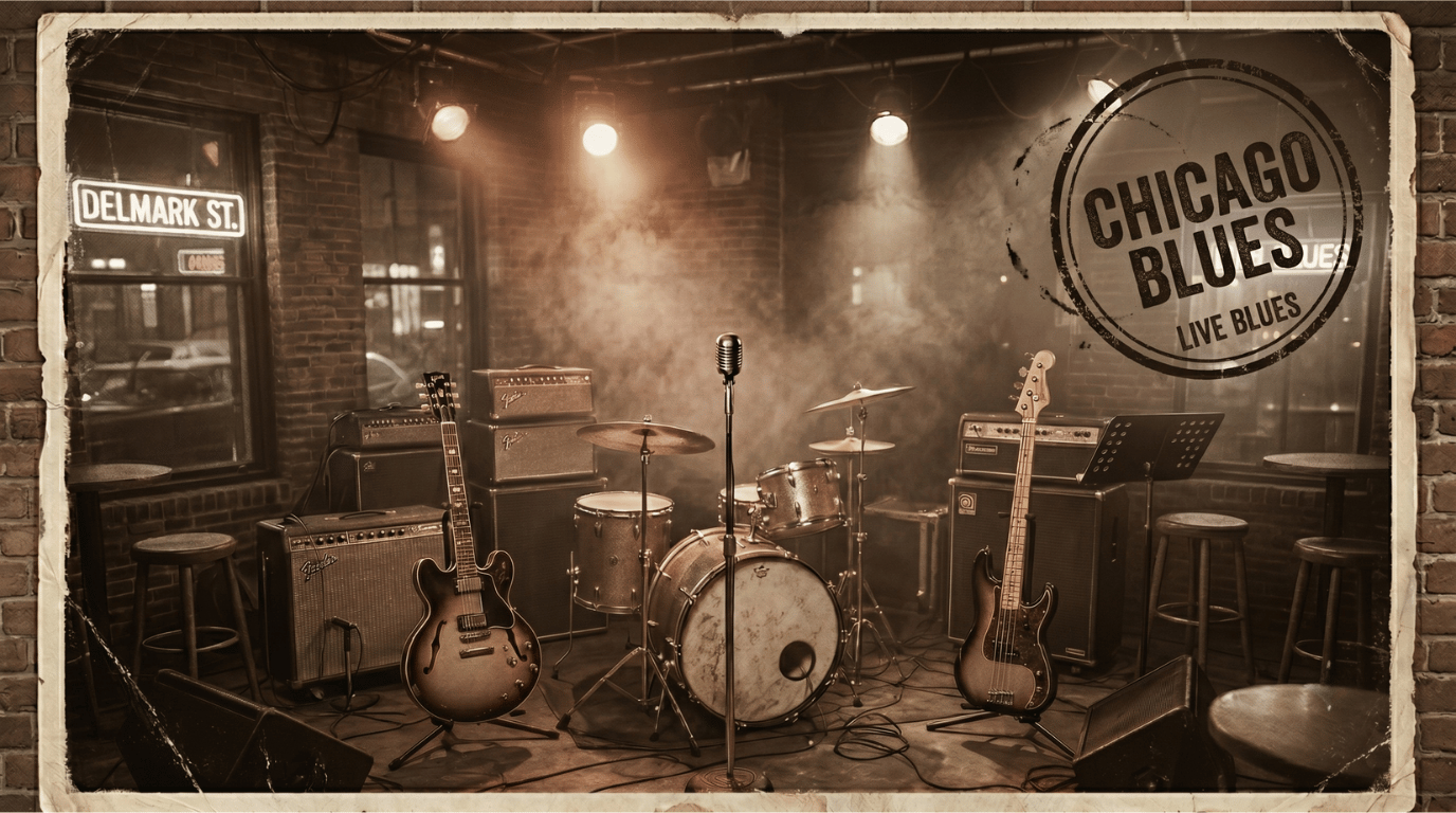 Vintage image of the Blues Club in Chicago