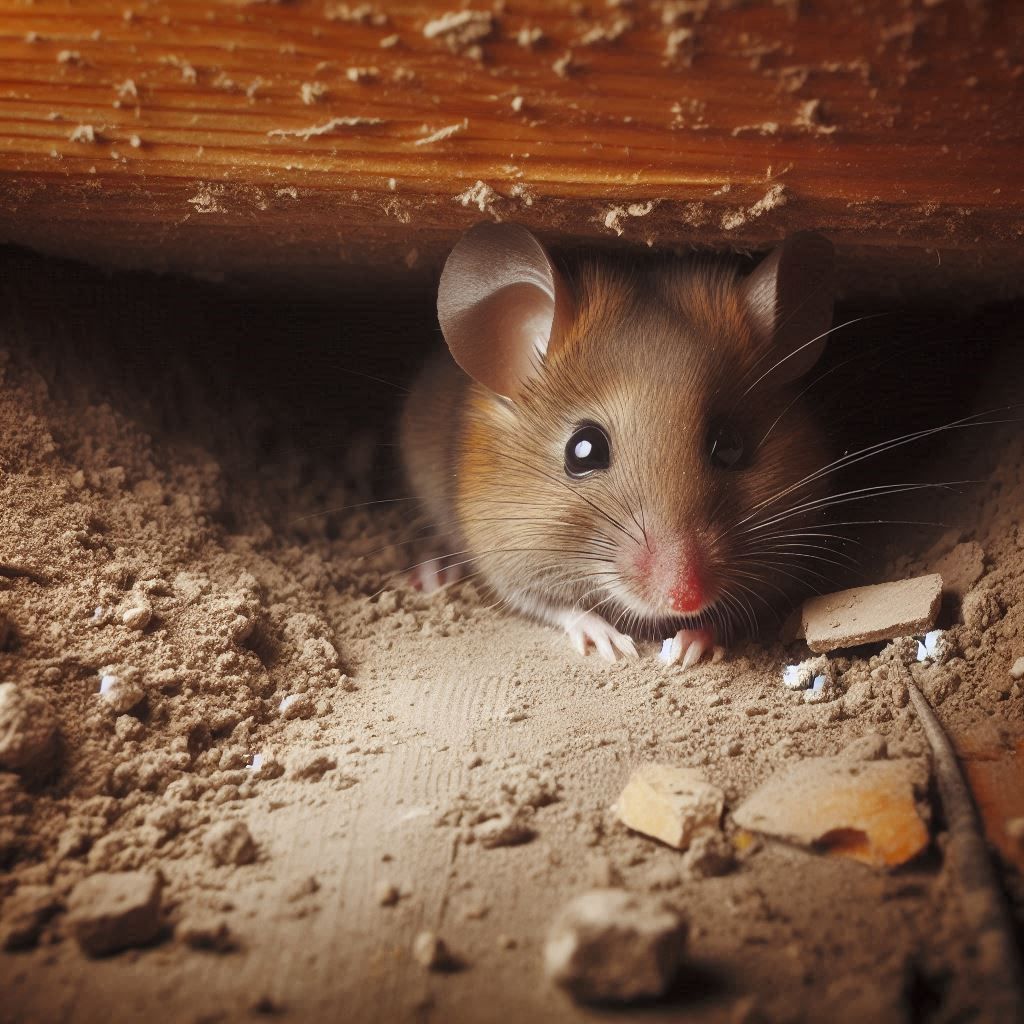 mouse living in a house crawl space