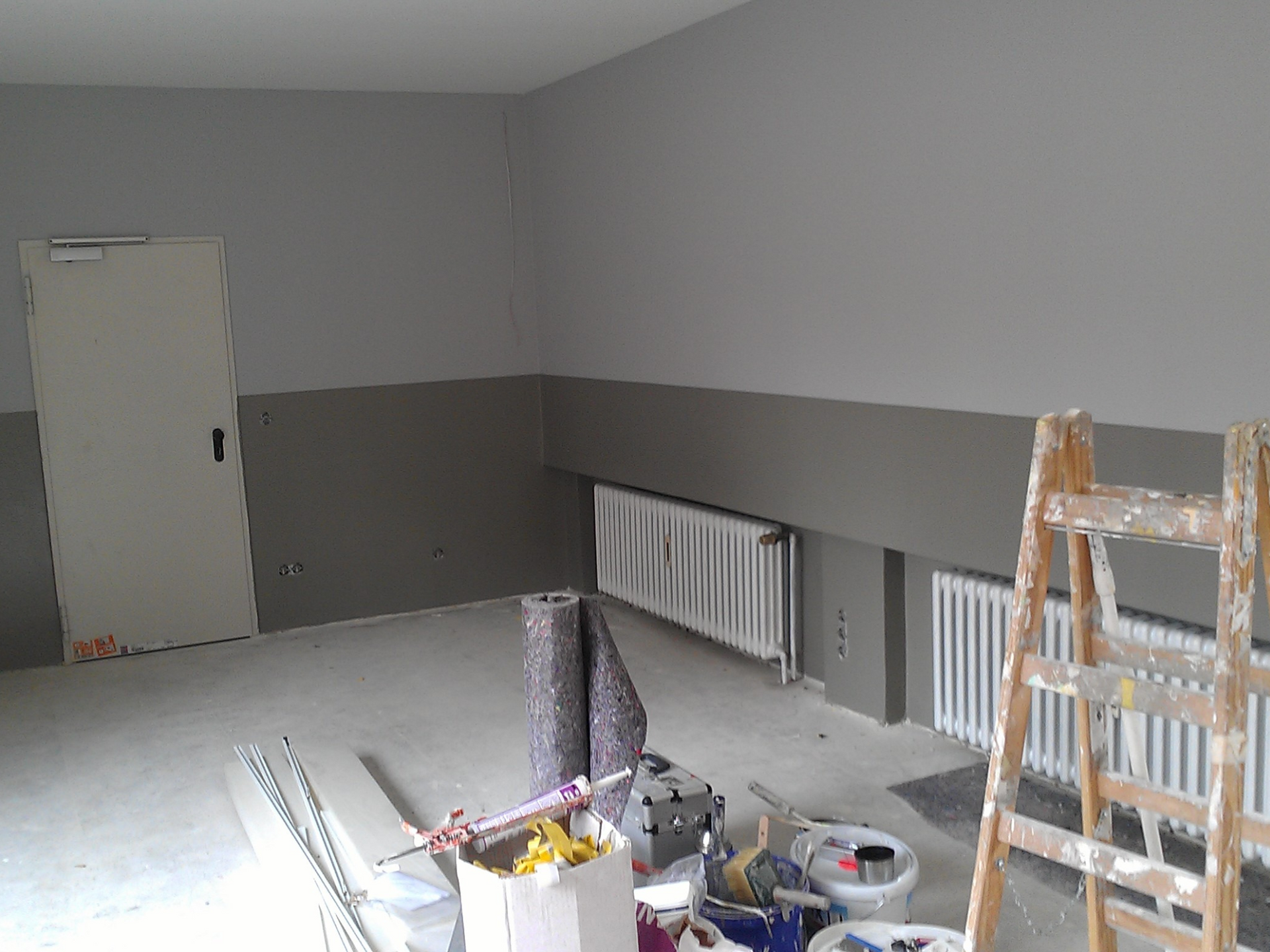 A room painted two shades of gray