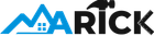 Un logo bleu et noir pour une entreprise appelée Marick