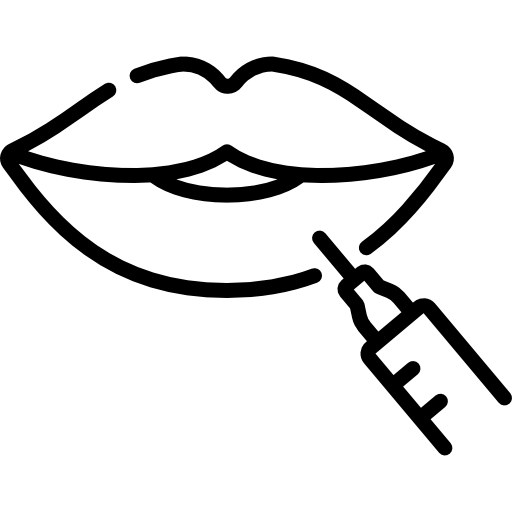 Un disegno a tratteggio di una donna che si sottopone a un'iniezione di botox nelle labbra.