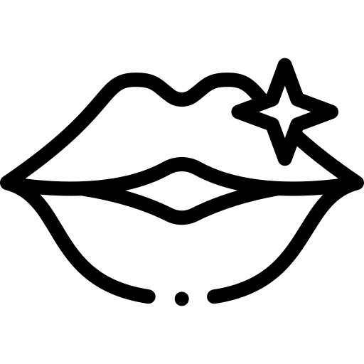 Un disegno a tratteggio delle labbra di una donna con una stella sopra.