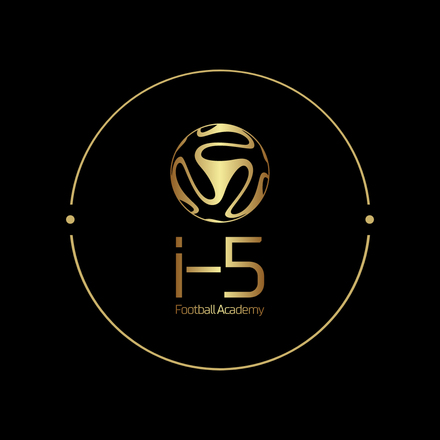 Golden logo for i-5 Football Academy: a soccer ball inside a circle with