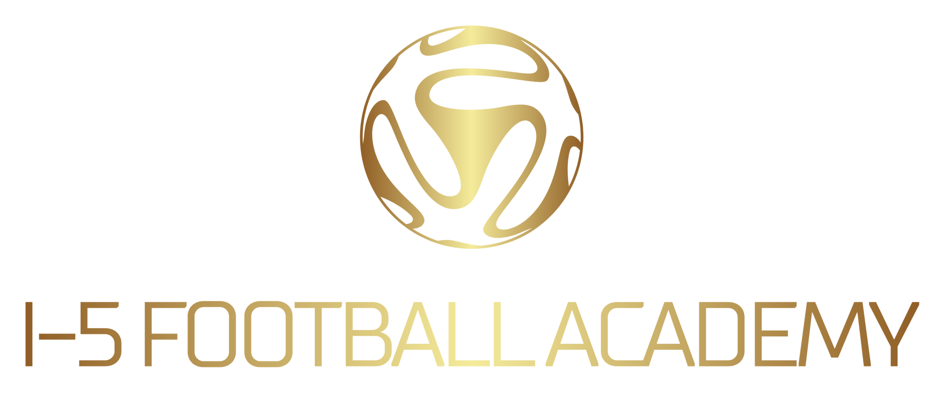 Gold logo for I-5 Football Academy, featuring a soccer ball graphic above the text.
