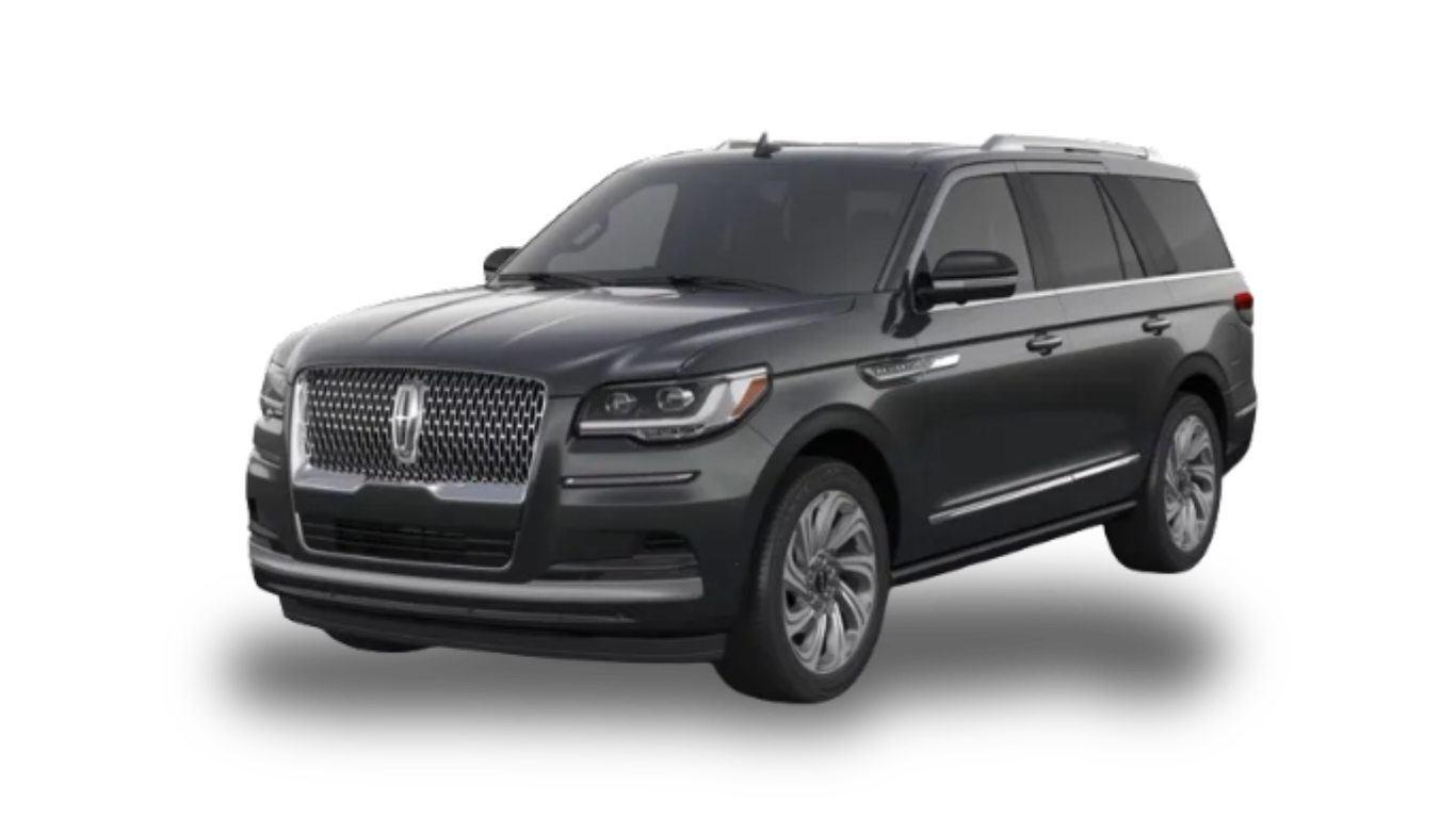 Dark gray Lincoln Navigator SUV parked on a white background.