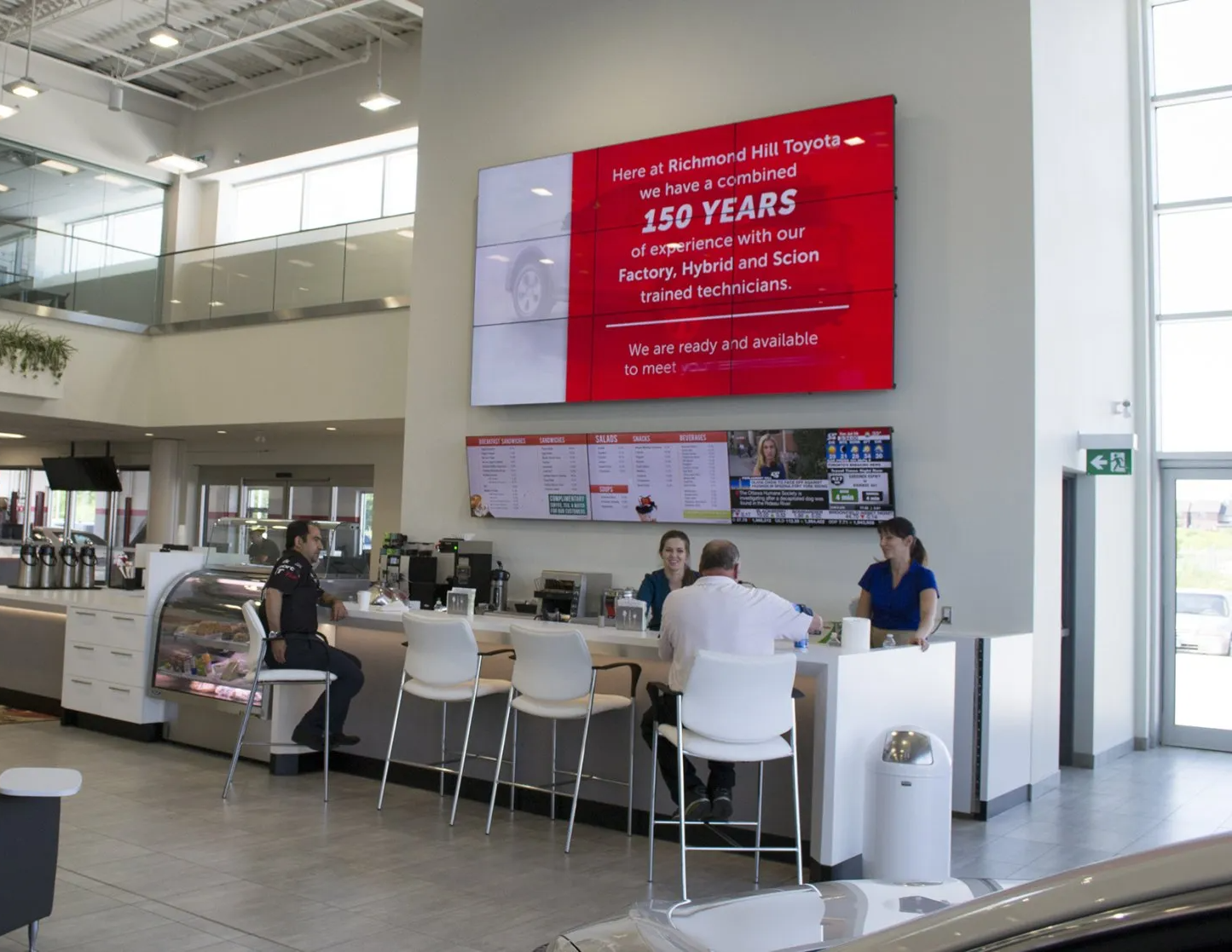 A 9 screen screen video wall located in Richmond Hill Toyota