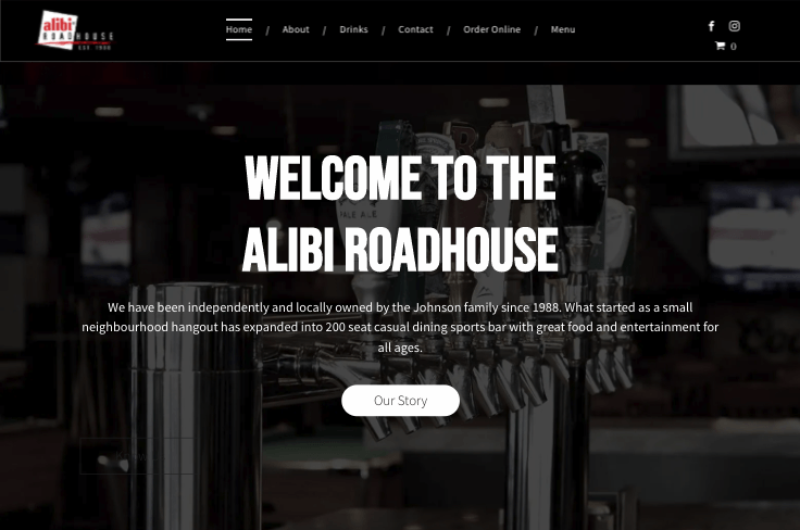 Alibi Roadhouse online promotional content and examples