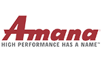 Amana logo in red, with 