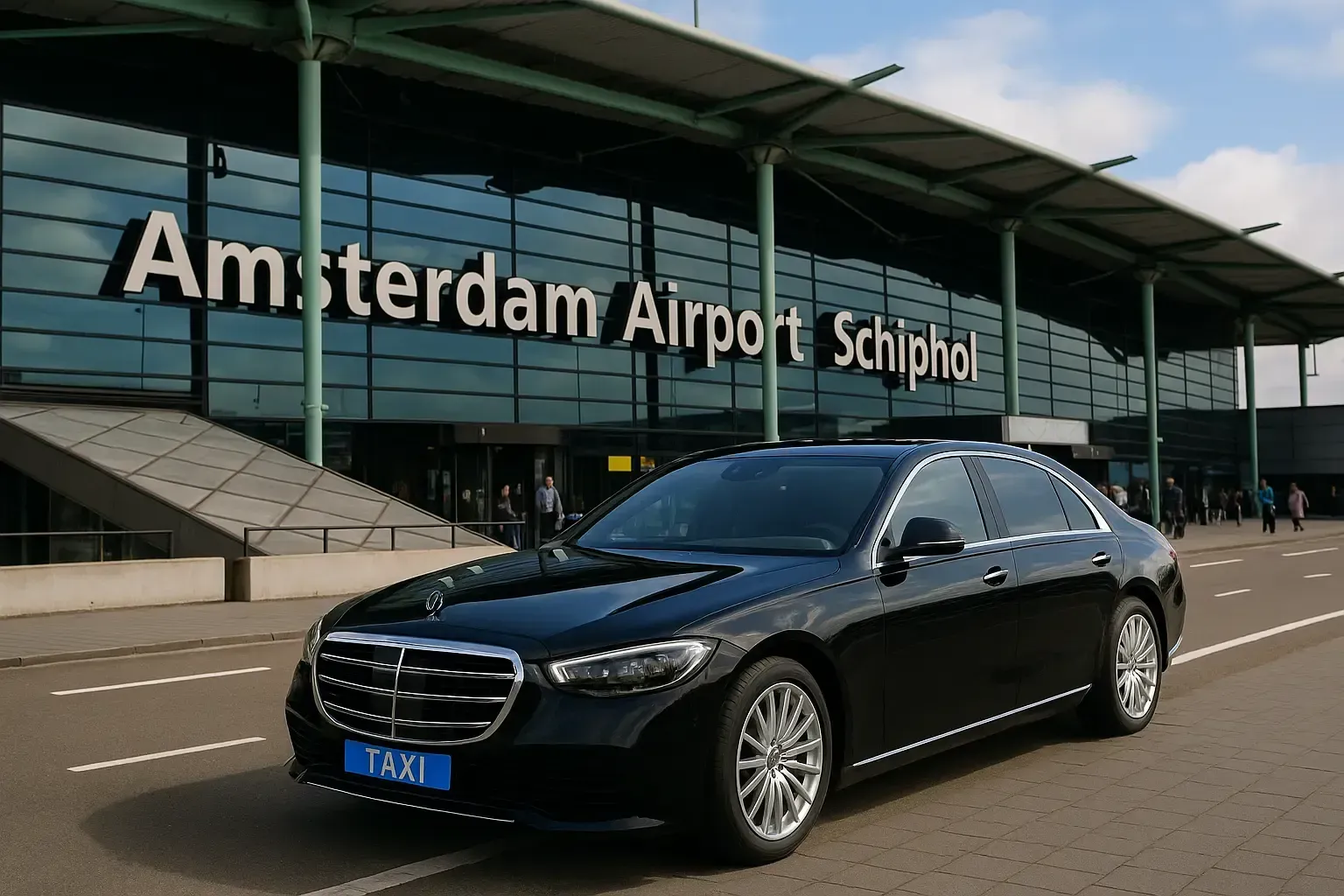 Taxi transfer Leiden Schiphol service in action.