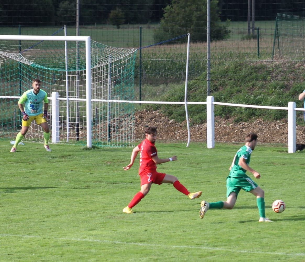 Un groupe de joueurs de football jouent à un jeu sur un terrain