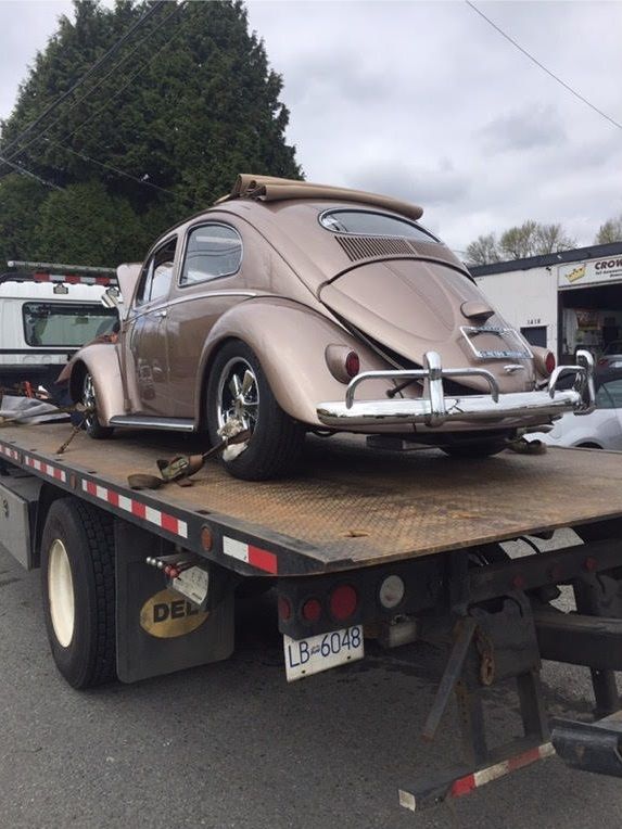 Git-Er-Done Towing towing a Volkswagen Beetle in Kamloops