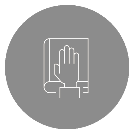 Icoontje lijntekening hand op boek