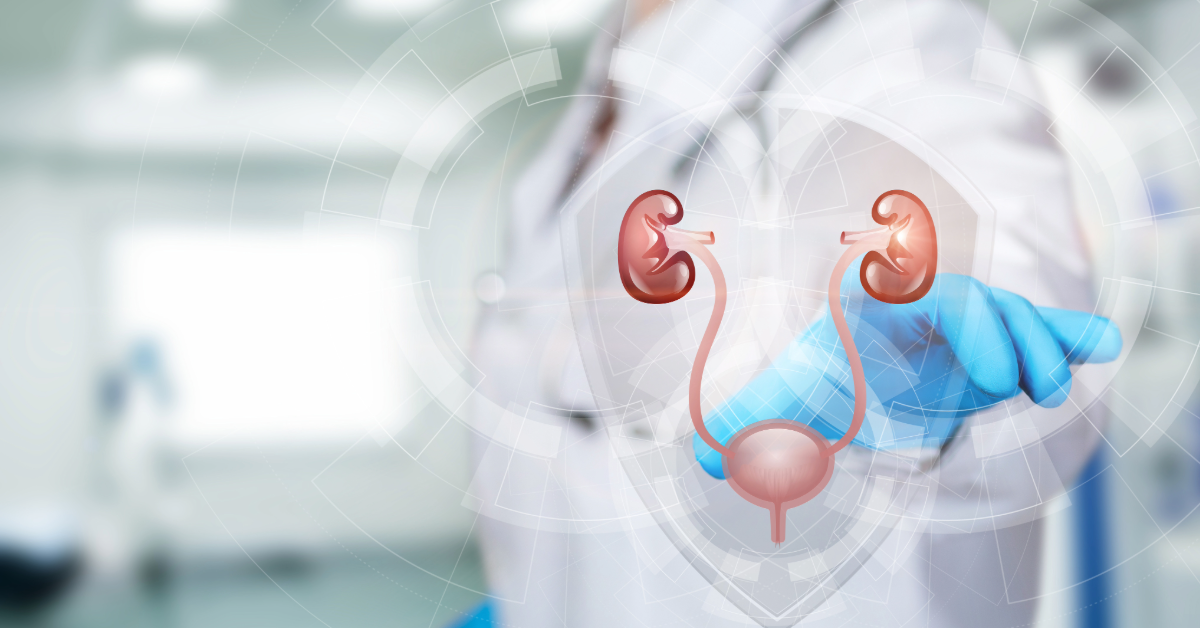 Woman in wheelchair looking at tablet with a caregiver and man; bright room.