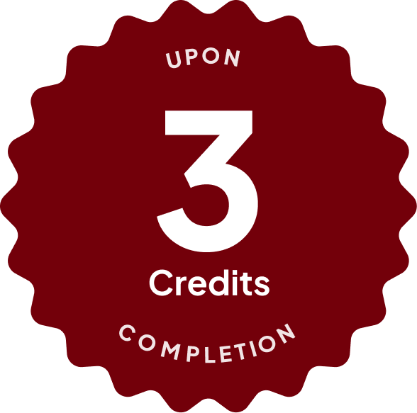 Blue badge with text: 