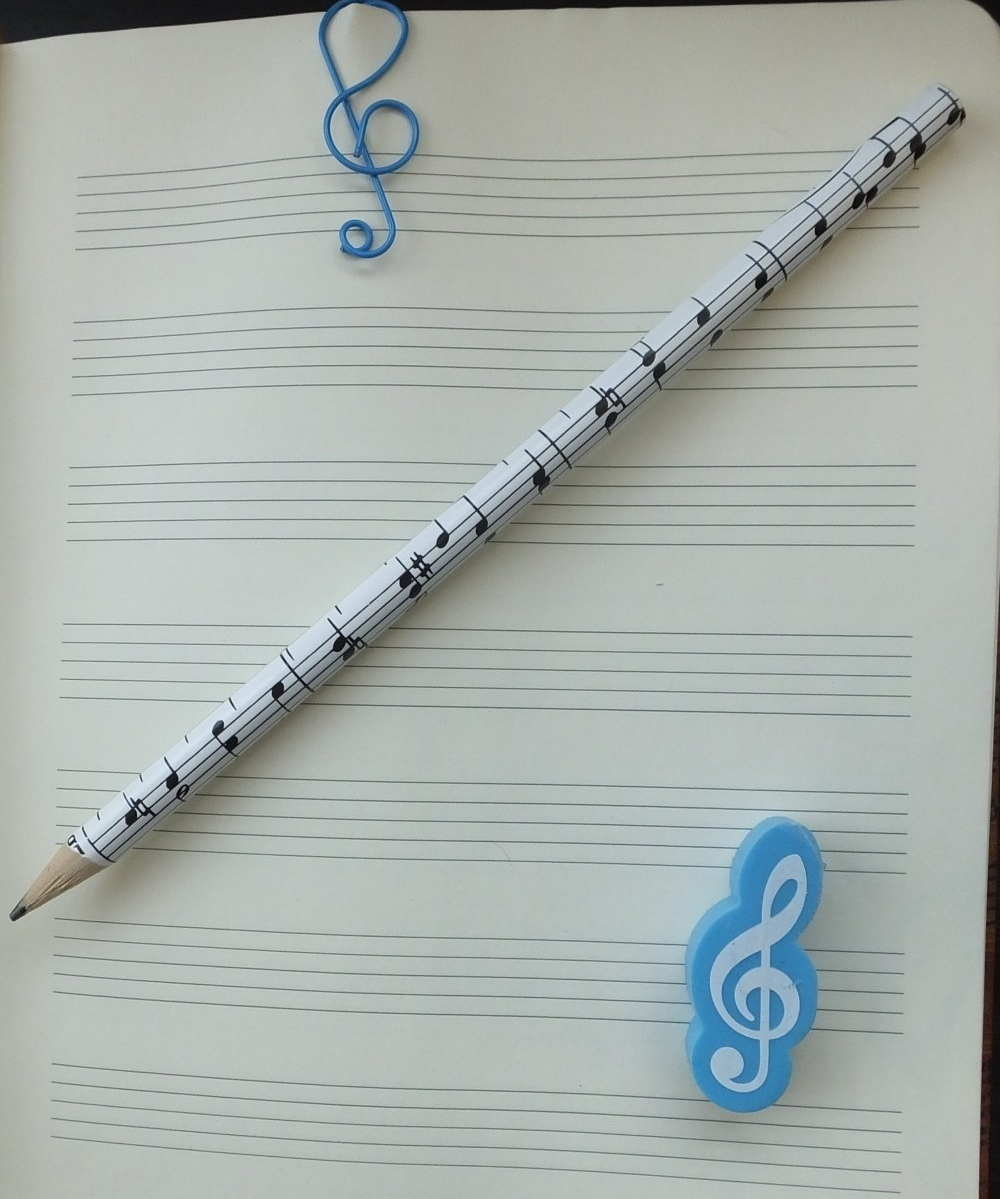 treble clef paperclip rubber music note pencil