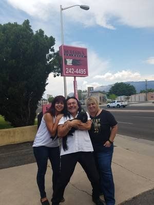 Professional Hair Stylist — Stylist and Clients With The Dog in Albuquerque, NM