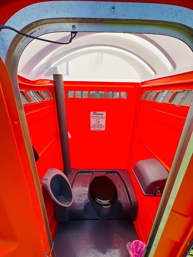 Clean porta potty inside