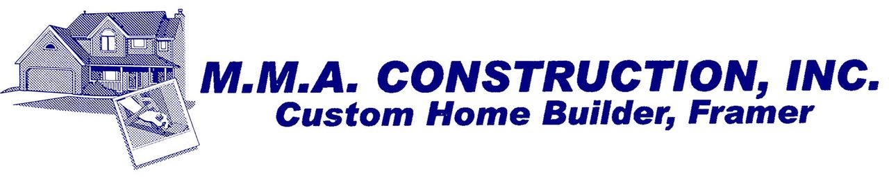 A logo for m.m.a. construction inc. custom home builder framer