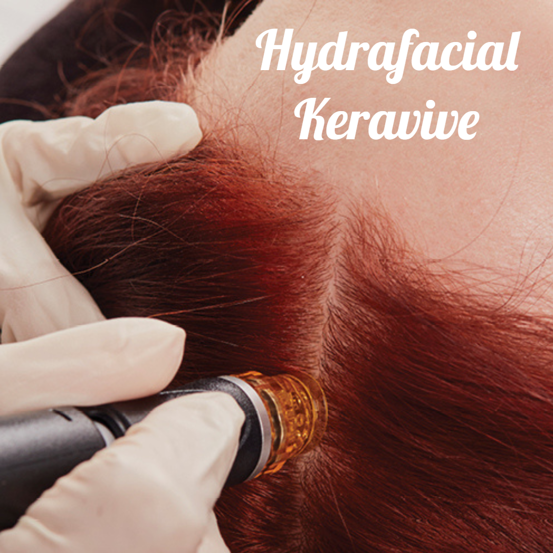 Eine Frau bekommt eine Hydrafacial-Behandlung am Kopf