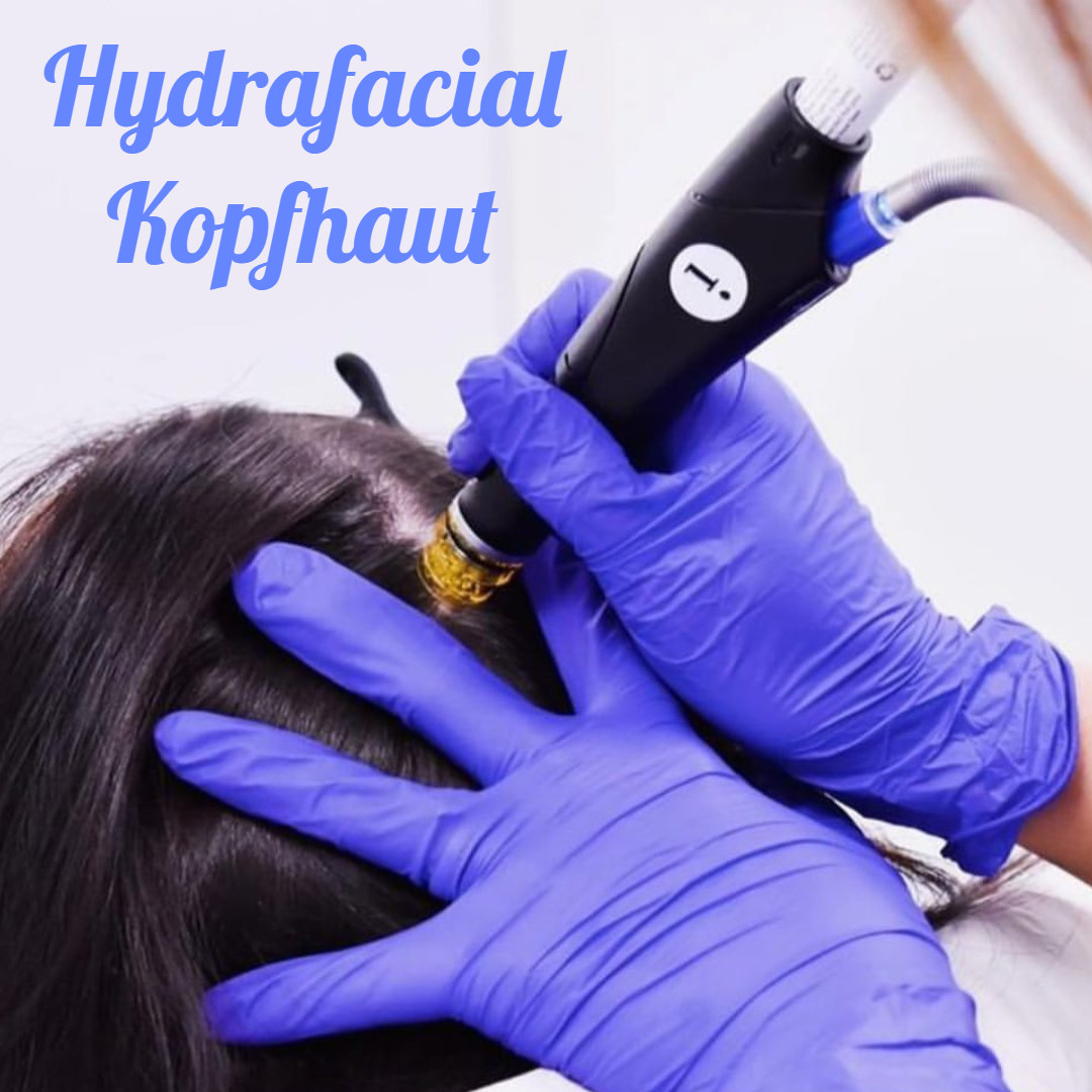 Eine Frau bekommt eine Hydrafacial-Behandlung am Kopf