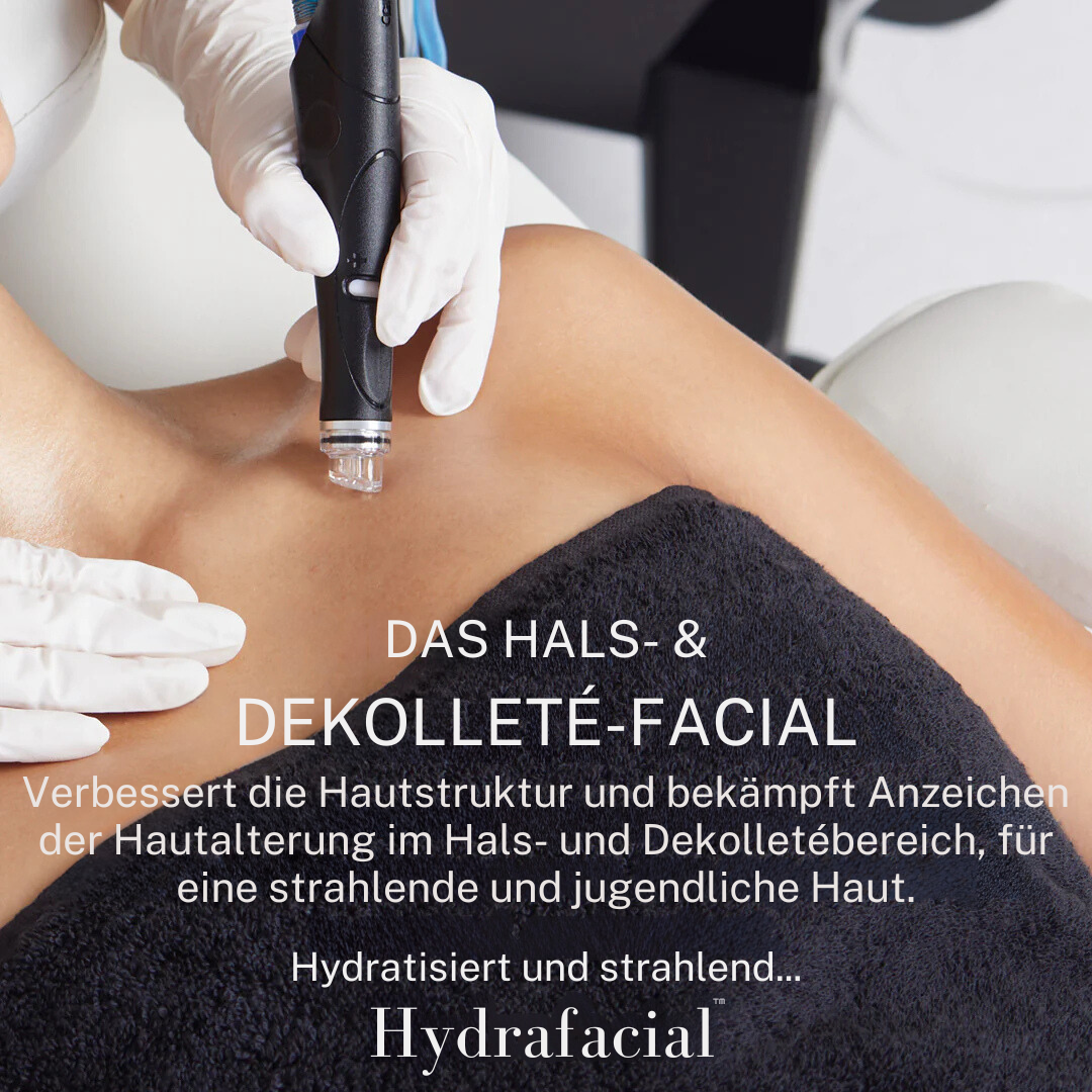 Eine Frau bekommt eine Hydrafacial-Behandlung am Hals