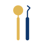 A dental mirror and a dental probe icon on a white background.