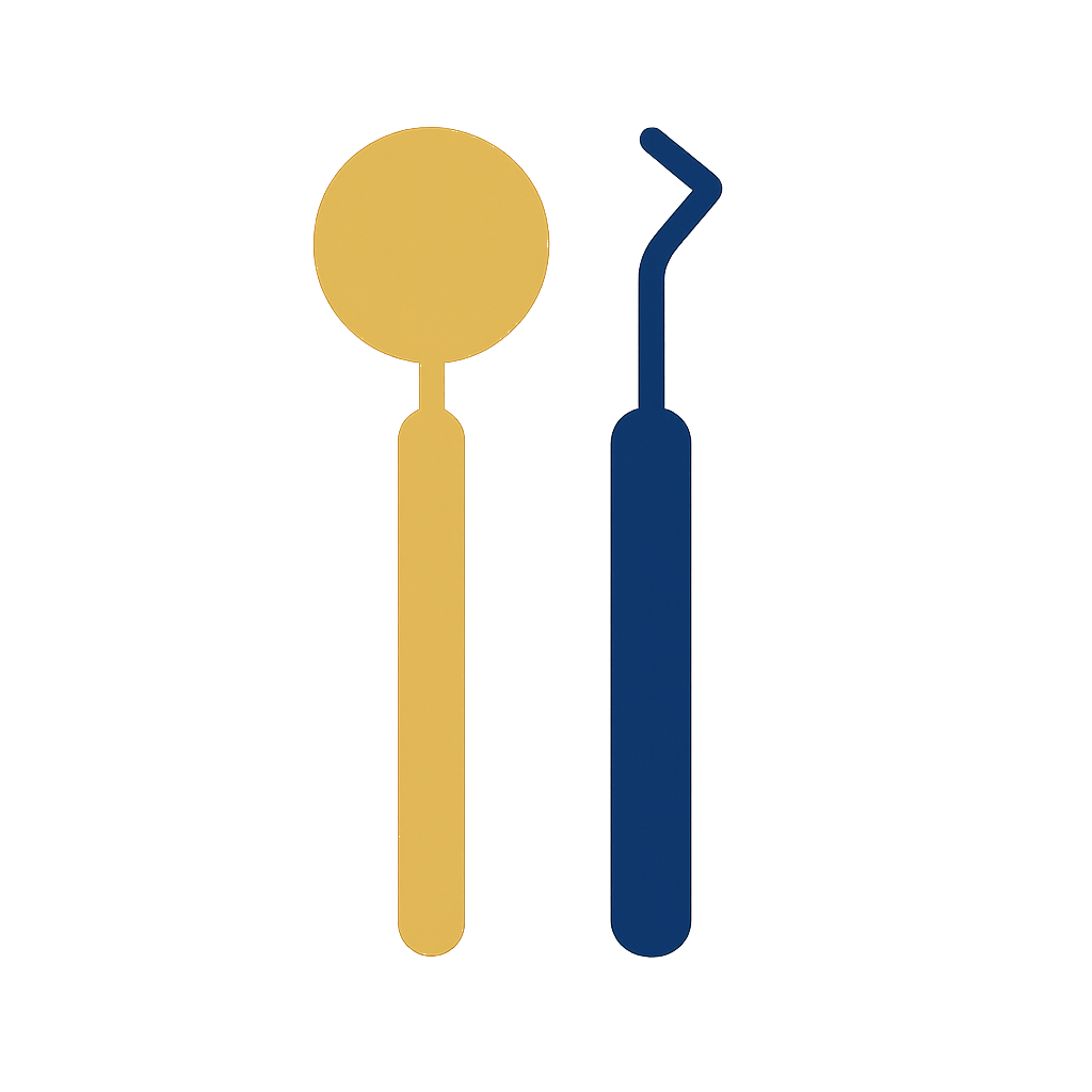 A dental mirror and a dental probe icon on a white background.