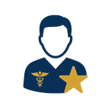 A man with a caduceus and a star on his chest.