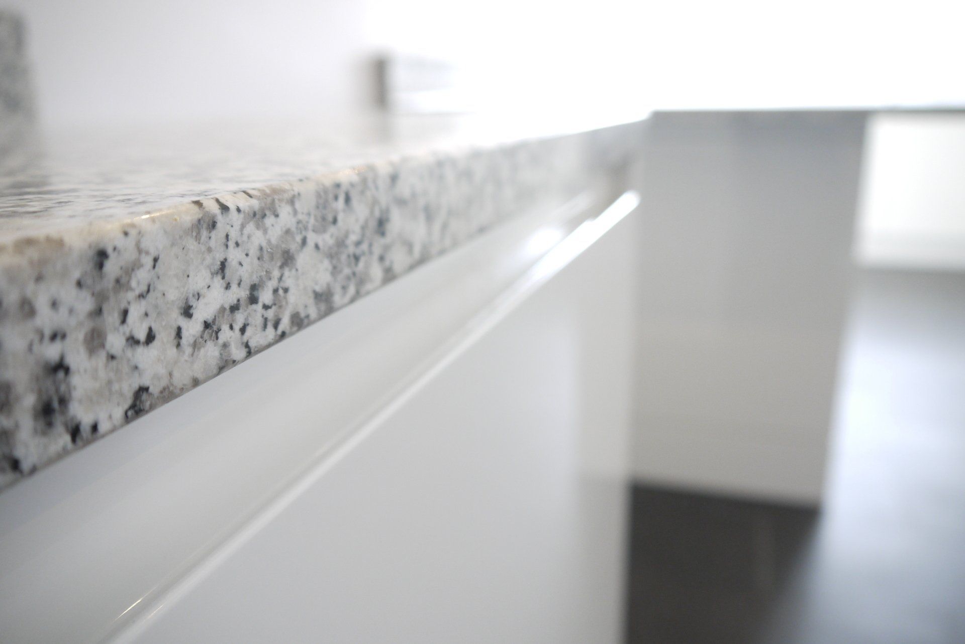 new kitchen grey granite worktop white gloss cabinet door