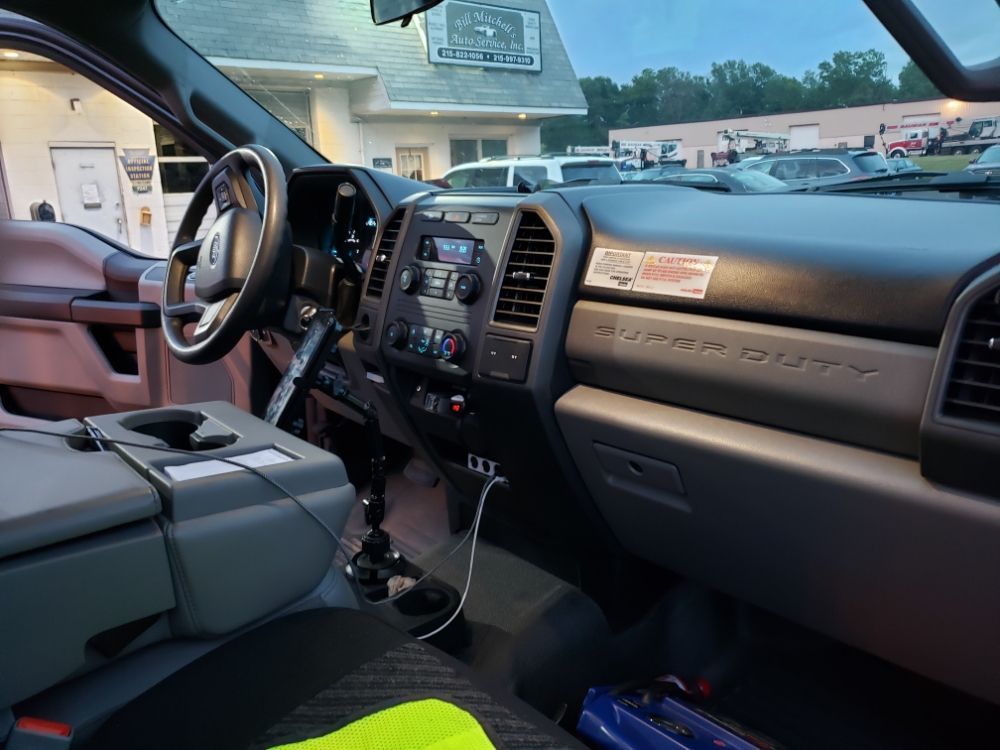 The interior of a ford super duty truck