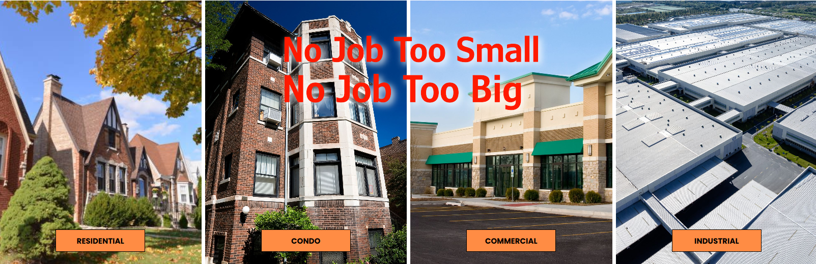 A collage of four pictures with the words no job too small no job too large