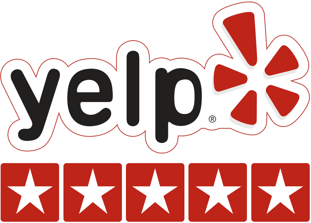 A yelp logo with four stars on it