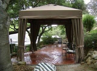 Canvas Awnings — Patio with Brown Awning in Los Angeles, CA