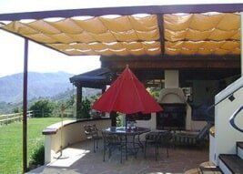 Awnings Residential — Patio Red Awning in Los Angeles, CA