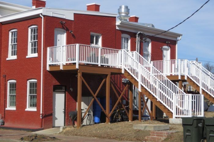 Exterior view of new porch of 801-803 N 23rd Street from angle