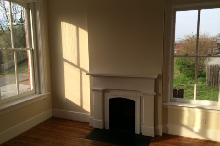 Interior view of fireplace in 801-803 N 23rd Street after renovations
