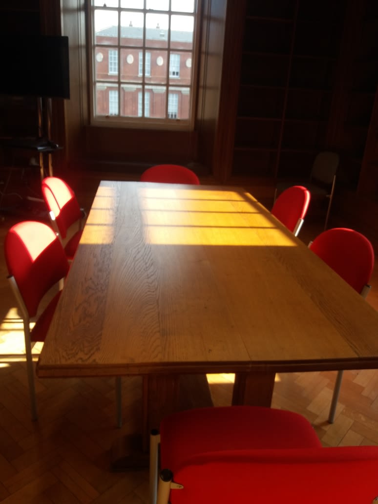 conference table hit with sunbeams