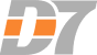 a gray and orange logo with the number seven on a white background .