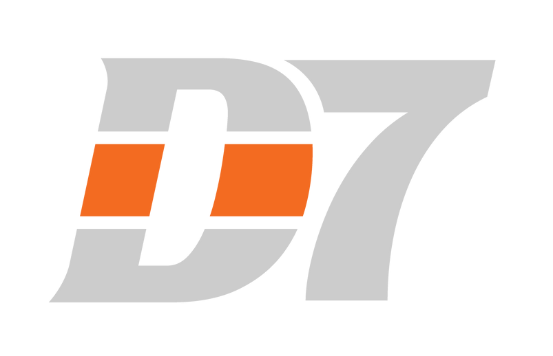 a logo for a company called d7 with a checkered pattern