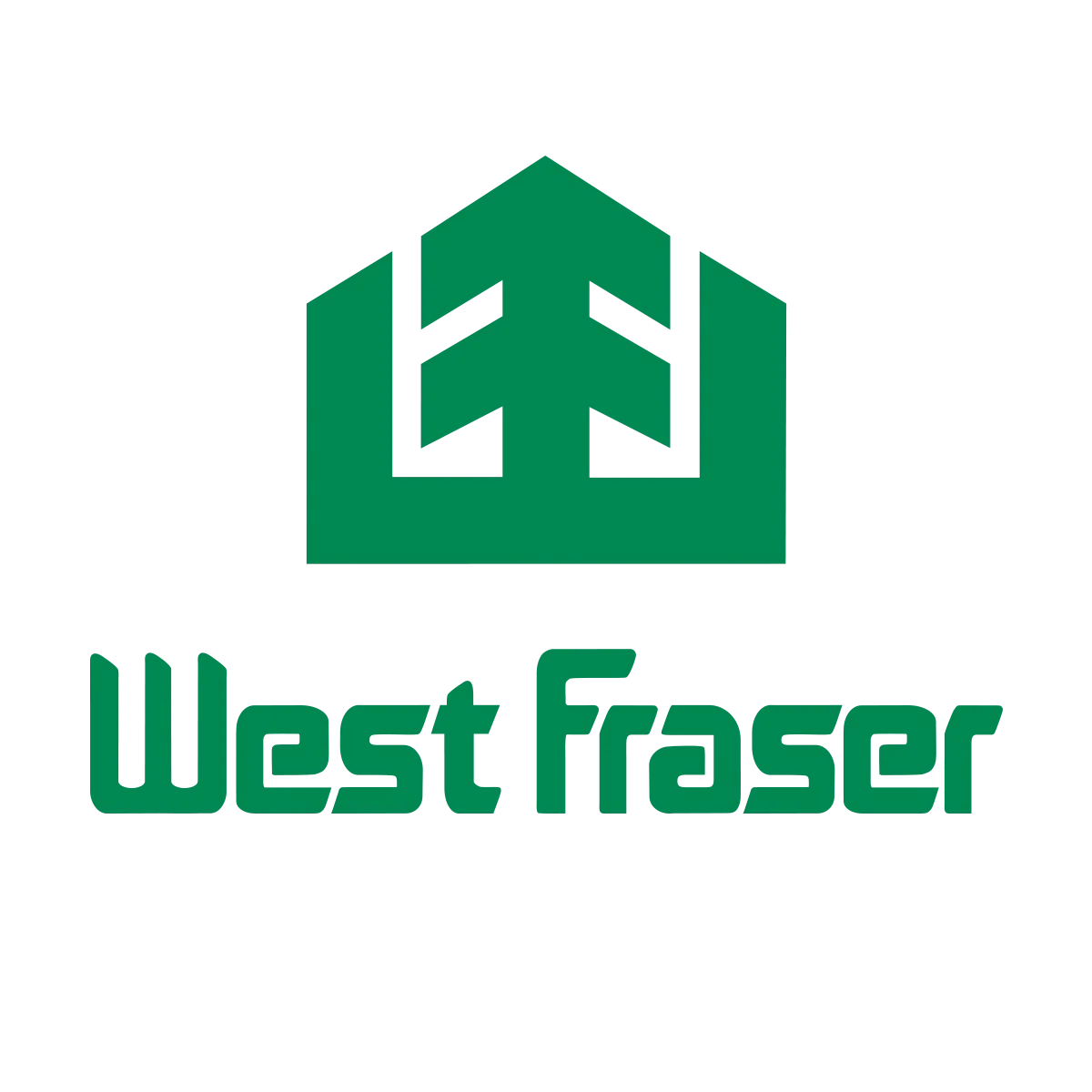 a green and white logo for west fraser