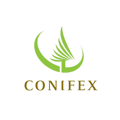 a logo for a company called conifex