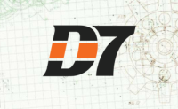 a black and orange d7 logo on a white background
