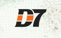 a black and orange d7 logo on a white background