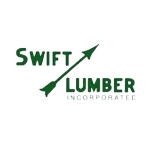 a logo for swift lumber incorporated with an arrow