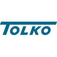 a blue and white logo for a company called tolko .