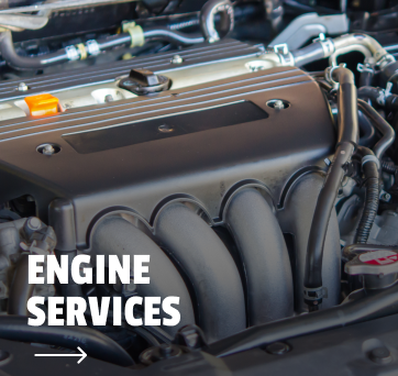 A close up of an engine with the words engine services below it | DAS Auto Werks