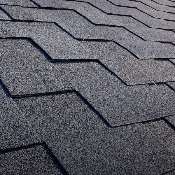 A close up of a roof with a chevron pattern