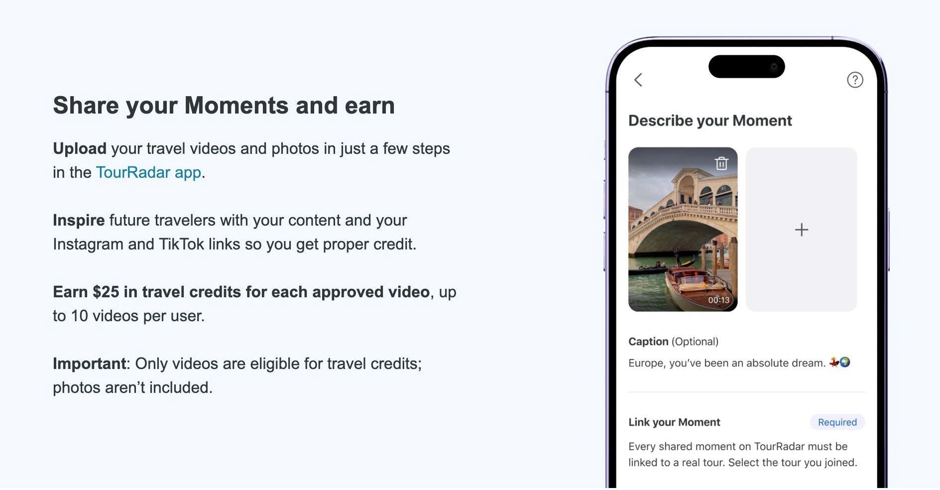 earn money with TourRadar moments