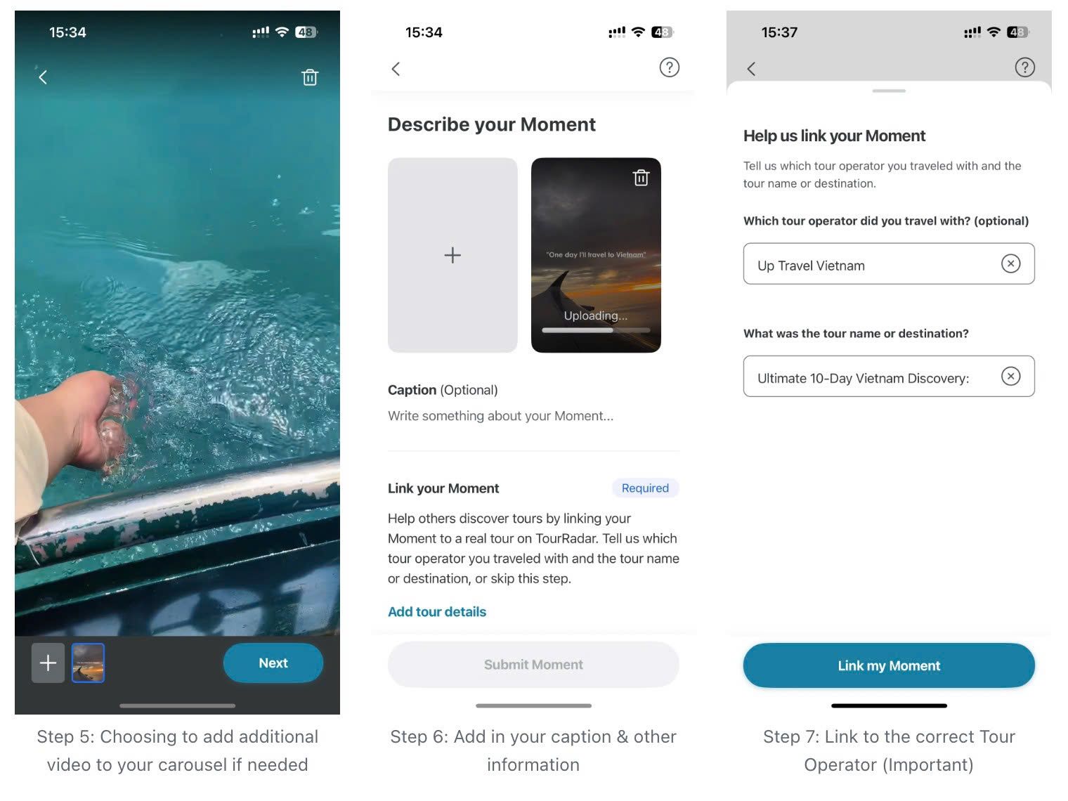 step by step earn tourradar moments money